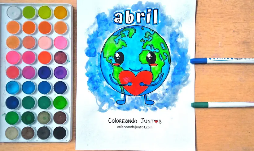 Dibujo del mes de abril coloreado por Coloreando Juntos