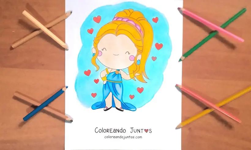 Dibujo de la diosa Afrodita coloreada por Coloreando Juntos