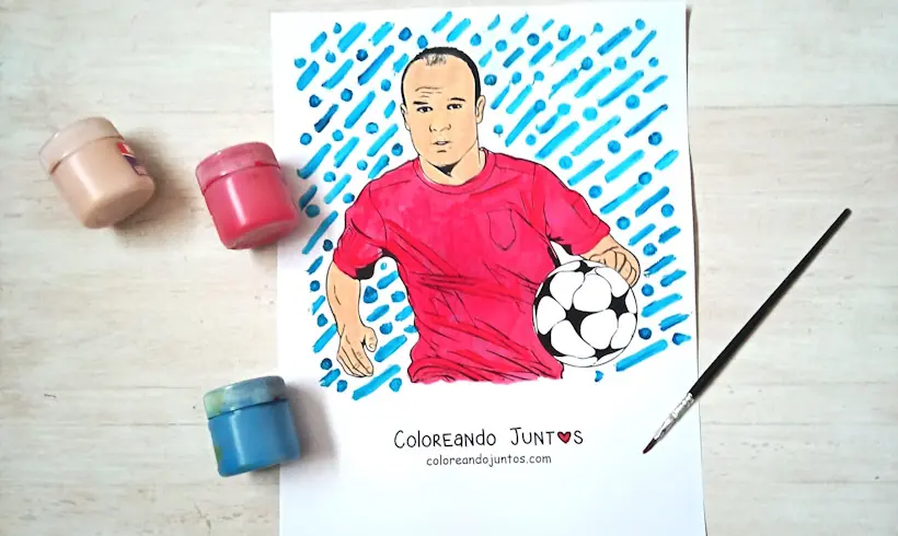 Dibujo de Andrés Iniesta coloreado por Coloreando Juntos