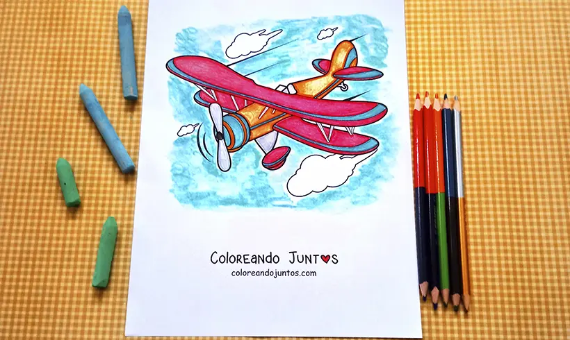 Dibujo de avion coloreado por Coloreando Juntos