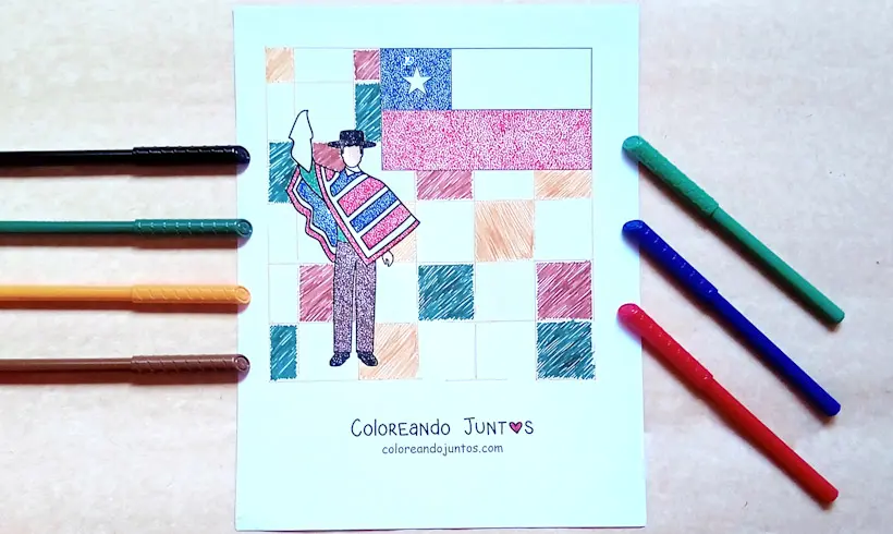 Dibujo de bandera de Chile coloreada por Coloreando Juntos