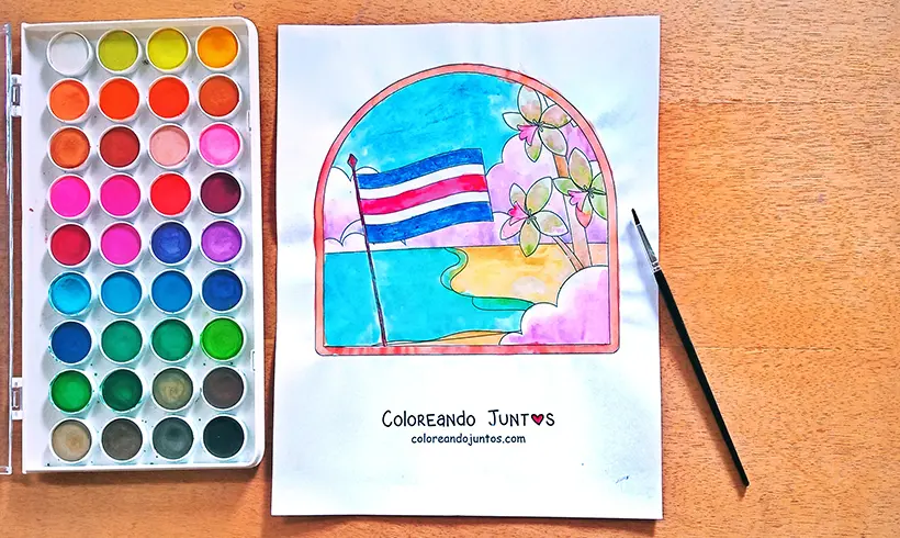 Dibujo de bandera de Costa Rica coloreada por Coloreando Juntos
