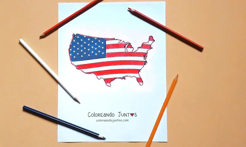 Dibujo de bandera de Estados Unidos coloreada por Coloreando Juntos
