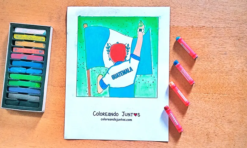 Dibujo de bandera de Guatemala coloreada por Coloreando Juntos