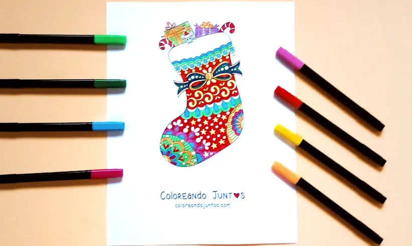 Dibujo de bota de Navidad coloreada por Coloreando Juntos