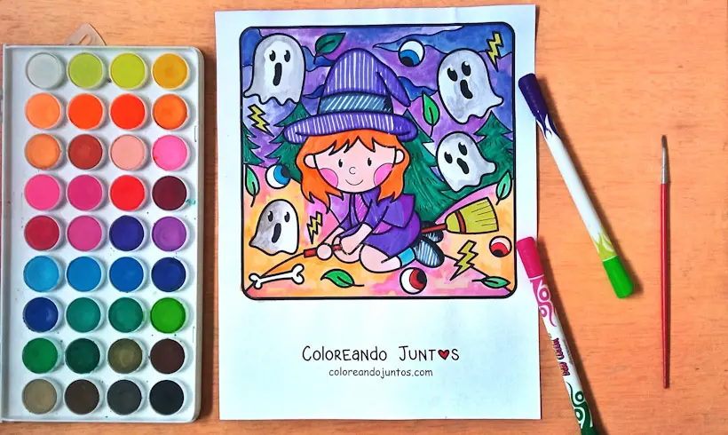 Dibujo de bruja coloreada por Coloreando Juntos