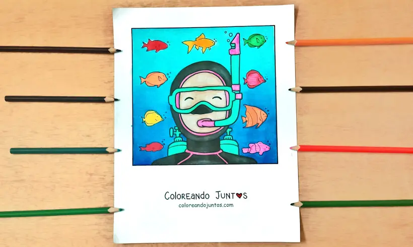 Dibujo de buceo coloreado por Coloreando Juntos