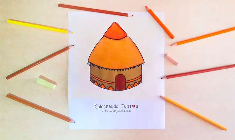 Dibujo de choza coloreada por Coloreando Juntos