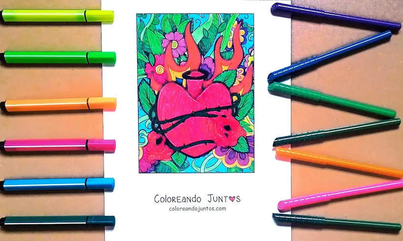 Dibujo de un corazón coloreado por Coloreando Juntos