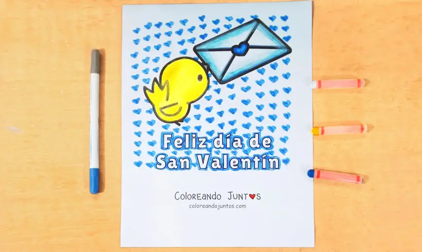 Dibujo de amor con frase coloreado por Coloreando Juntos