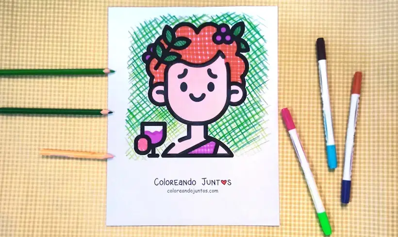 Dibujo del dios Dionisio coloreado por Coloreando Juntos