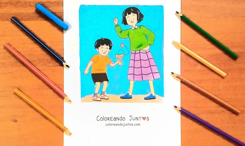 Dibujo de un balero coloreado por Coloreando Juntos