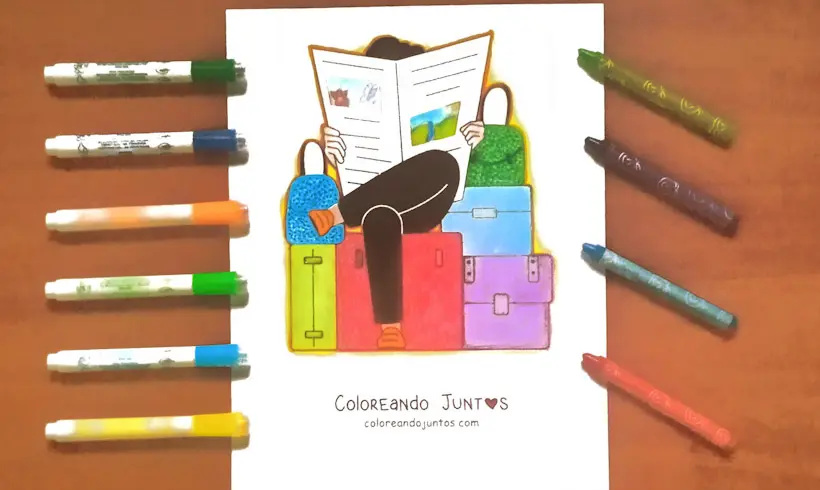 Dibujo de un hombre leyendo el periódico coloreado por Coloreando Juntos