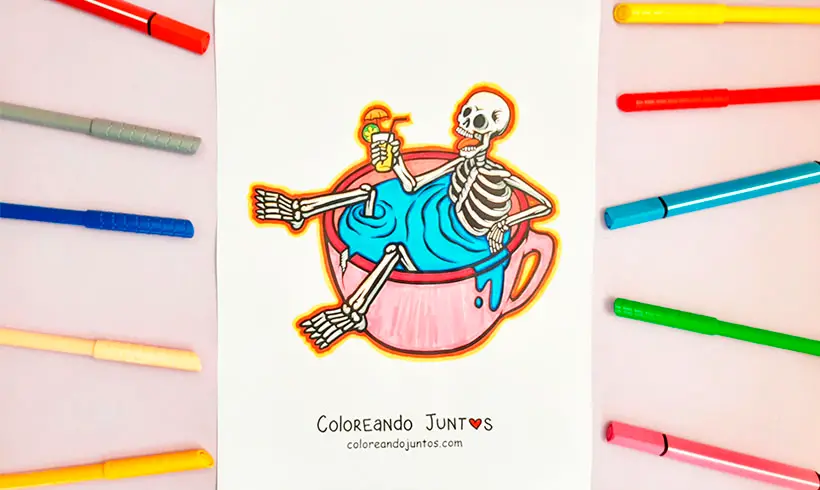 Dibujo de esqueleto coloreado por Coloreando Juntos