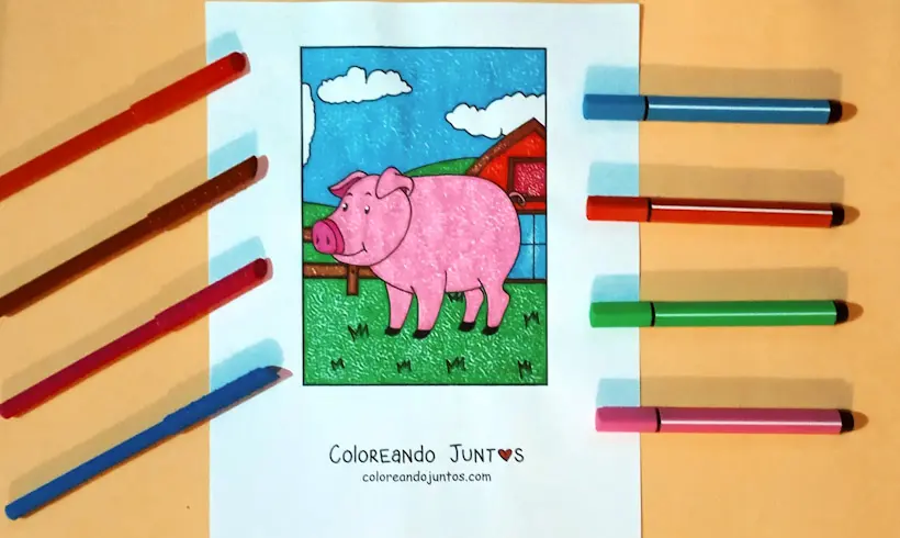 Dibujo de granja kawaii coloreada por Coloreando Juntos