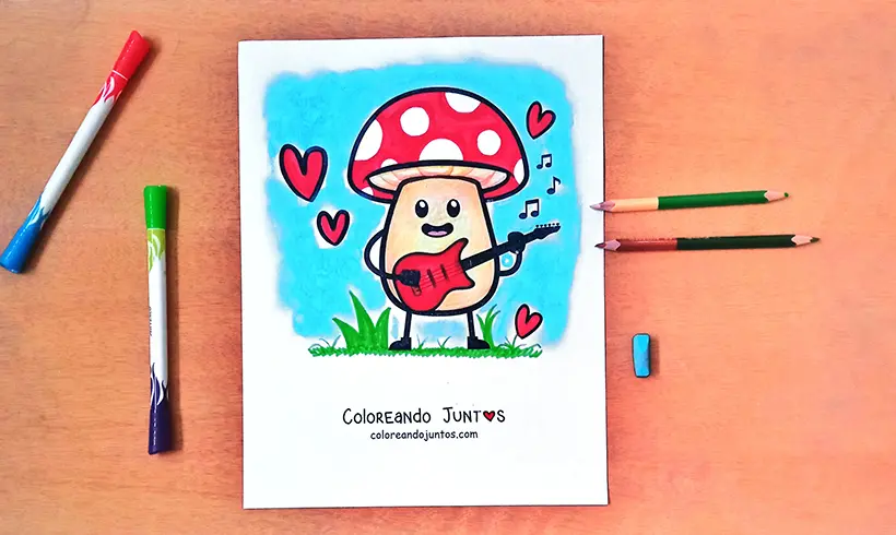 Dibujo de guitarra coloreada por Coloreando Juntos