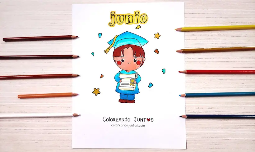Dibujo del mes de junio coloreado por Coloreando Juntos