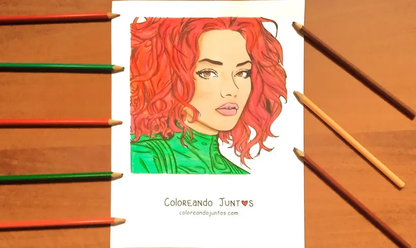 Dibujo de Karol G coloreada por Coloreando Juntos