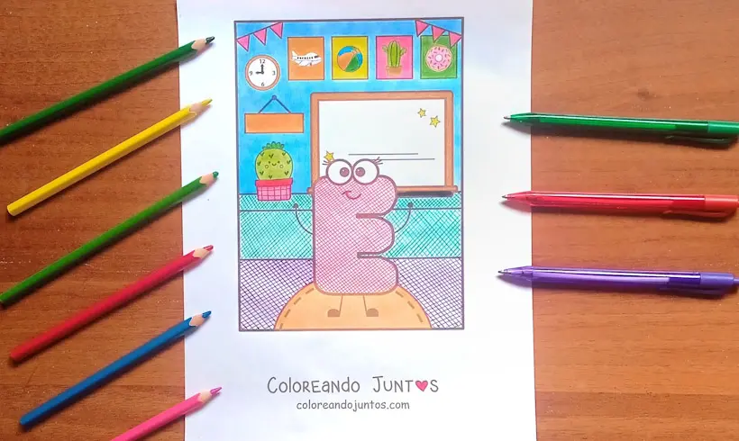 Dibujo de la letra E coloreada por Coloreando Juntos