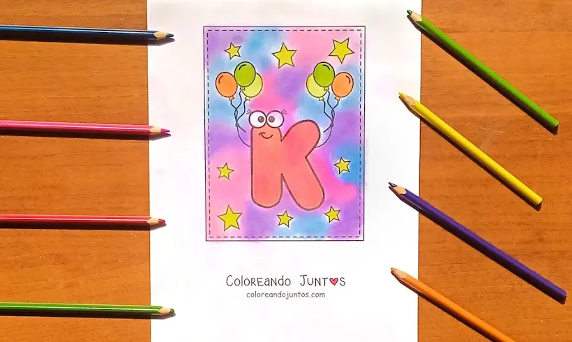 Dibujo de la letra K coloreada por Coloreando Juntos