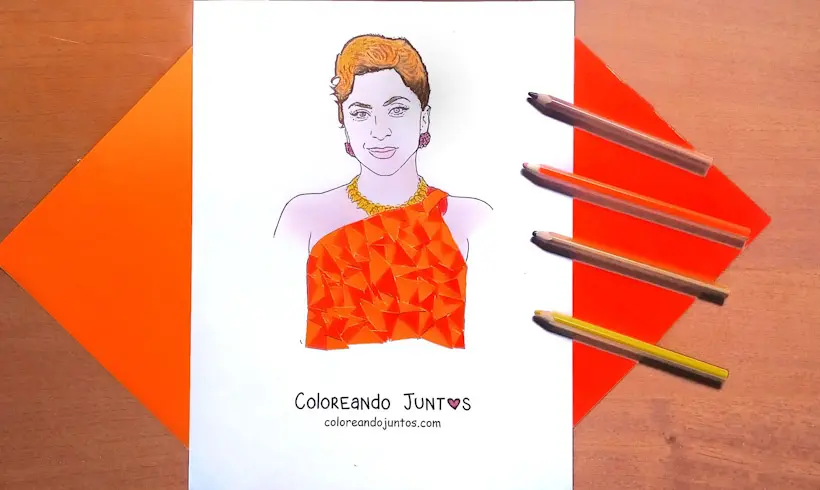 Dibujo de Lady Gaga coloreada por Coloreando Juntos