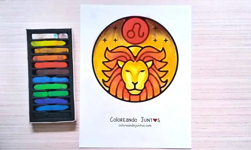 Dibujo del signo Leo coloreado por Coloreando Juntos