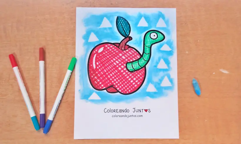 Dibujo de una lombriz coloreada por Coloreando Juntos