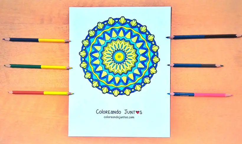 Dibujo de mandala para adultos coloreada por Coloreando Juntos