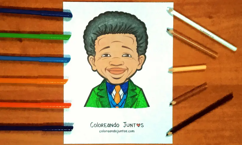 Dibujo de Nelson Mandela coloreado por Coloreando Juntos