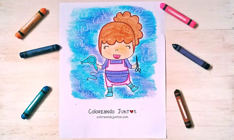 Dibujo de peluquera coloreada por Coloreando Juntos