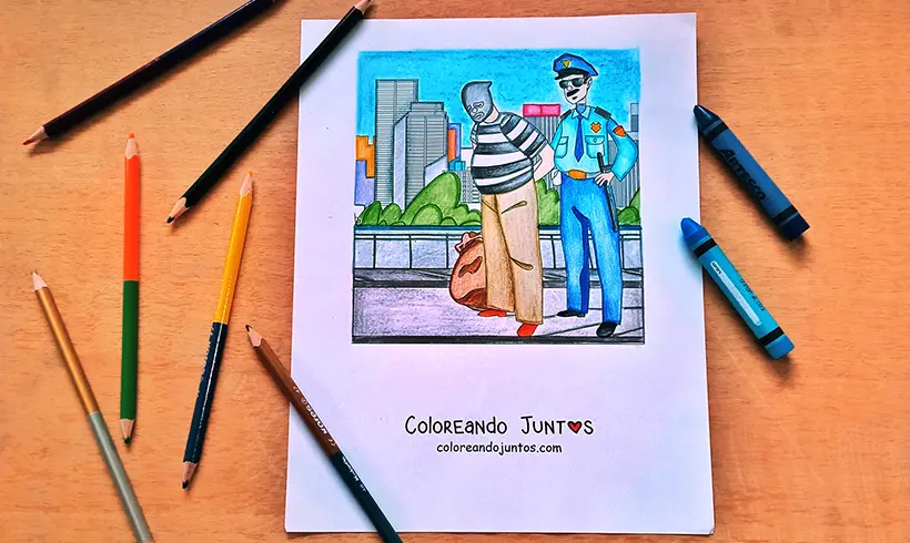 Dibujo de policía coloreado por Coloreando Juntos