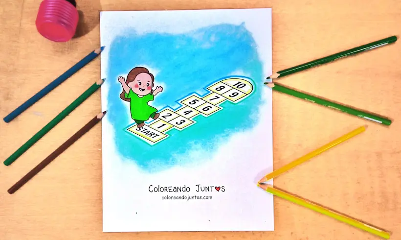 Dibujo de rayuela coloreada por Coloreando Juntos