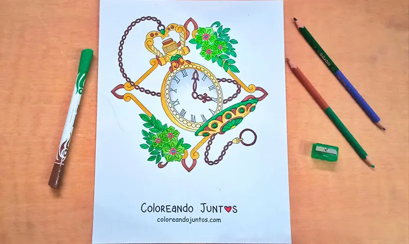 Dibujo de reloj coloreado por Coloreando Juntos