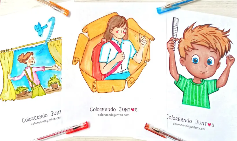 Dibujos de rutinas diarias coloreadas por Coloreando Juntos