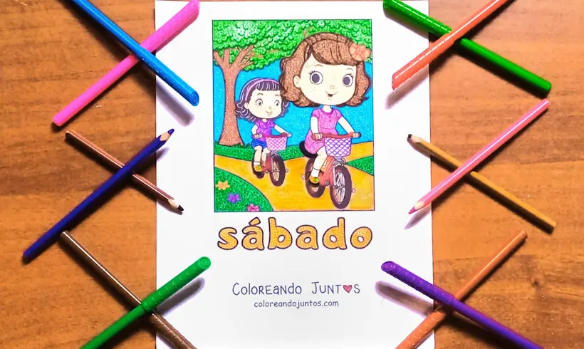 Dibujo del día sábado coloreado por Coloreando Juntos