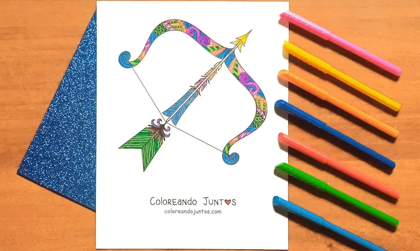 Dibujo del signo Sagitario coloreado por Coloreando Juntos