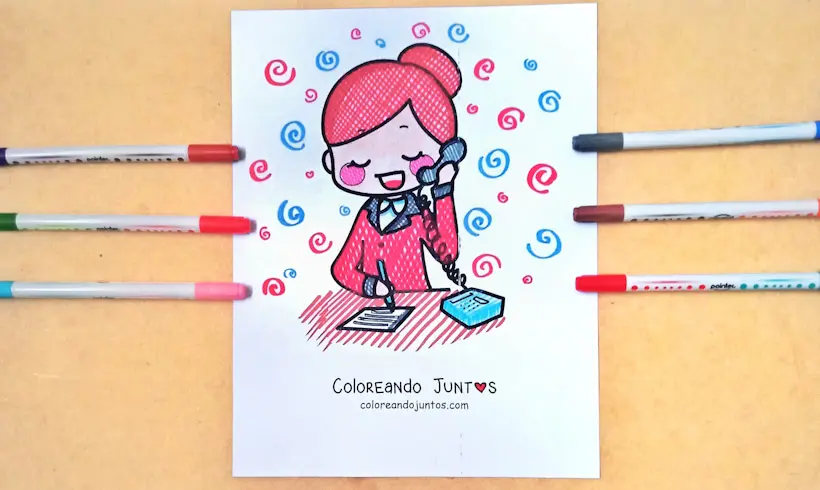 Dibujo de secretaria coloreada por Coloreando Juntos