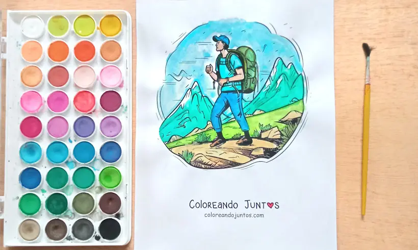 Dibujo de senderismo coloreado por Coloreando Juntos