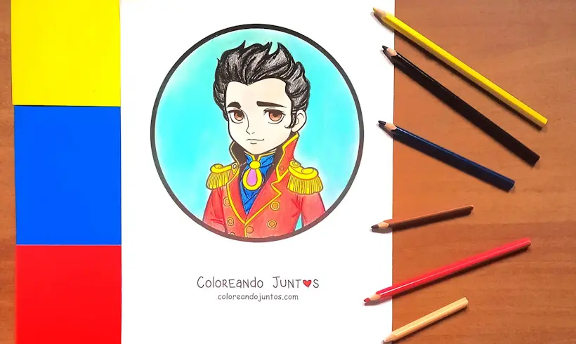 Dibujo de Simón Bolívar coloreado por Coloreando Juntos