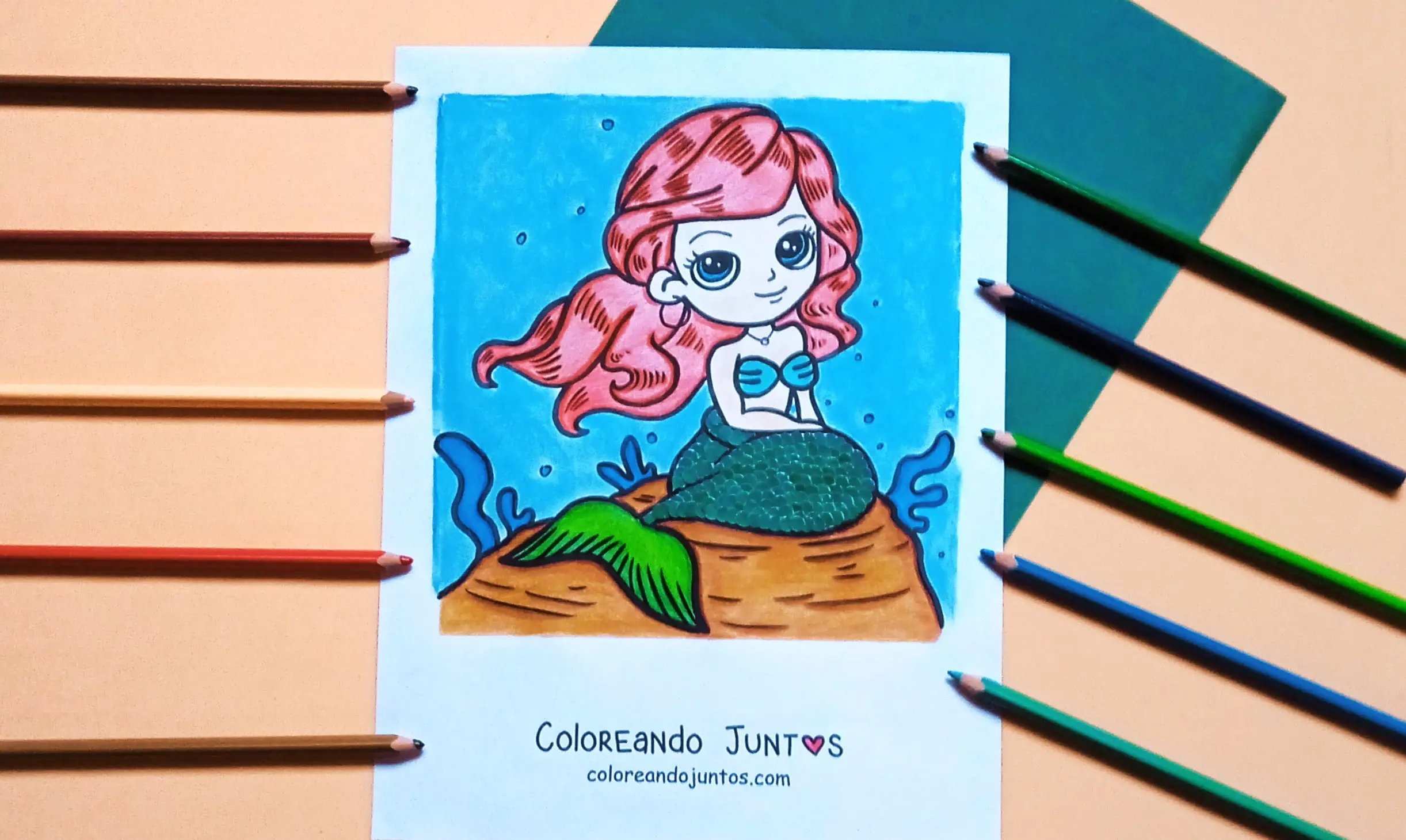 Dibujo de sirena coloreada por Coloreando Juntos
