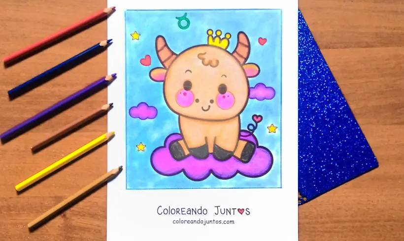 Dibujo del signo Tauro coloreado por Coloreando Juntos