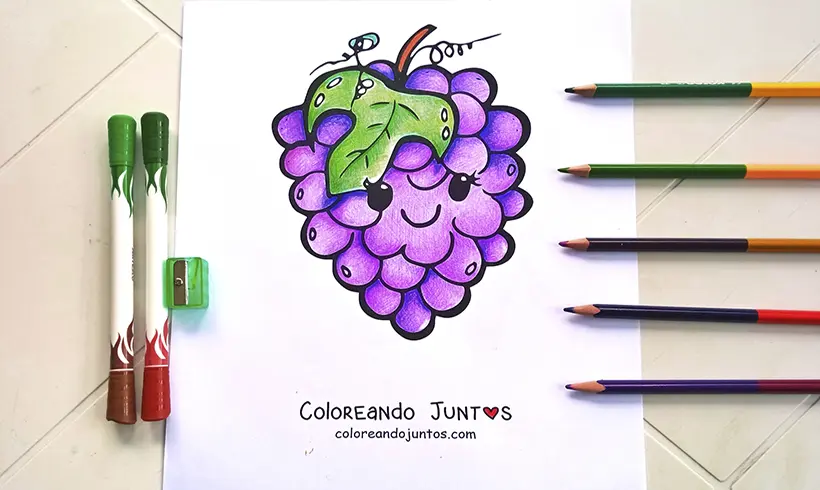 Dibujo de uvas coloreadas por Coloreando Juntos