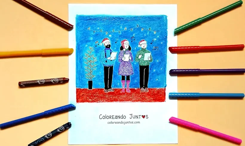 Dibujo de villancico de Navidad coloreado por Coloreando Juntos