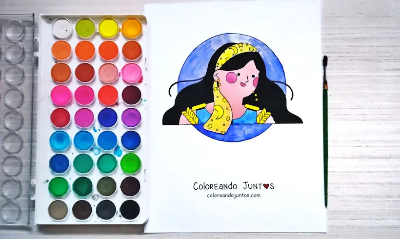 Dibujo del signo Virgo coloreado por Coloreando Juntos