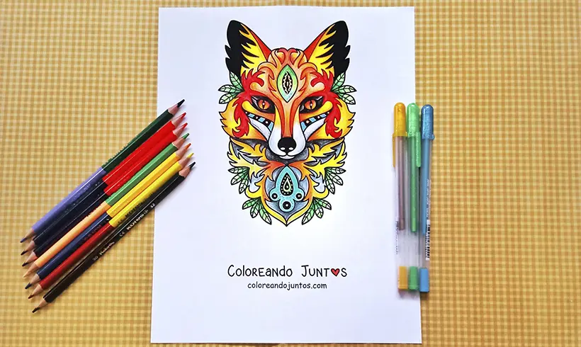 Dibujo de zorro coloreada por Coloreando Juntos