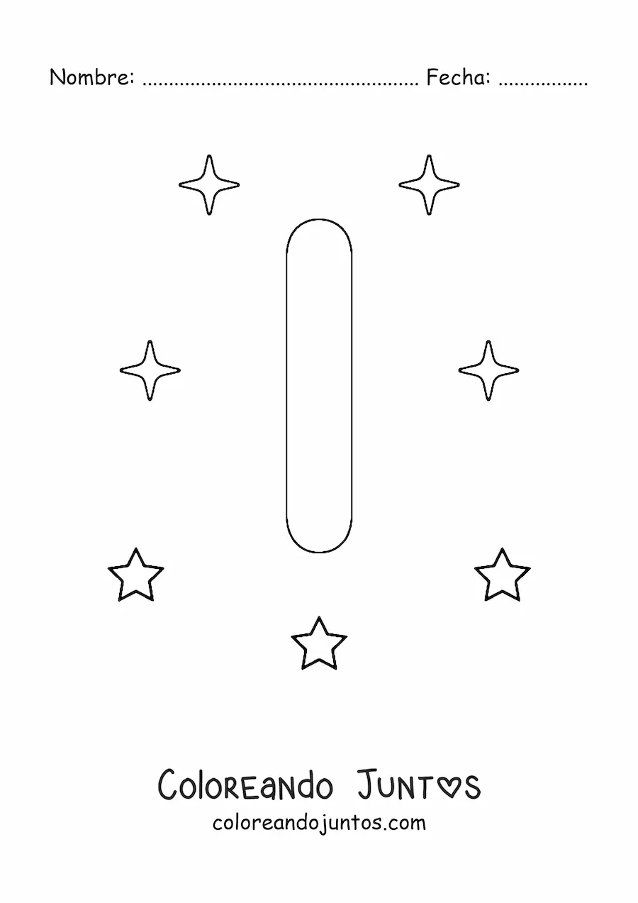 Imagen para colorear de letra i mayúscula con estrellas