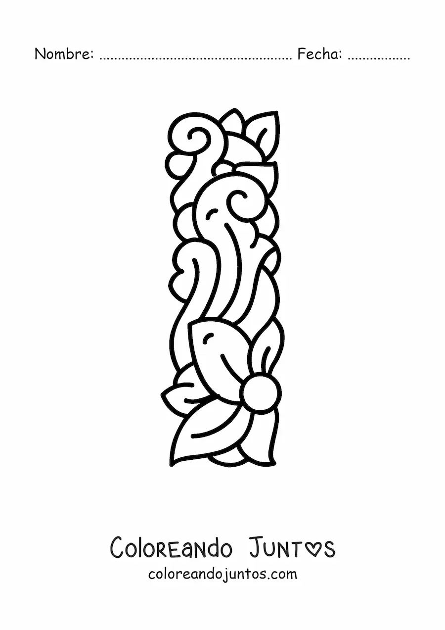 Imagen para colorear de letra i mayúscula decorada