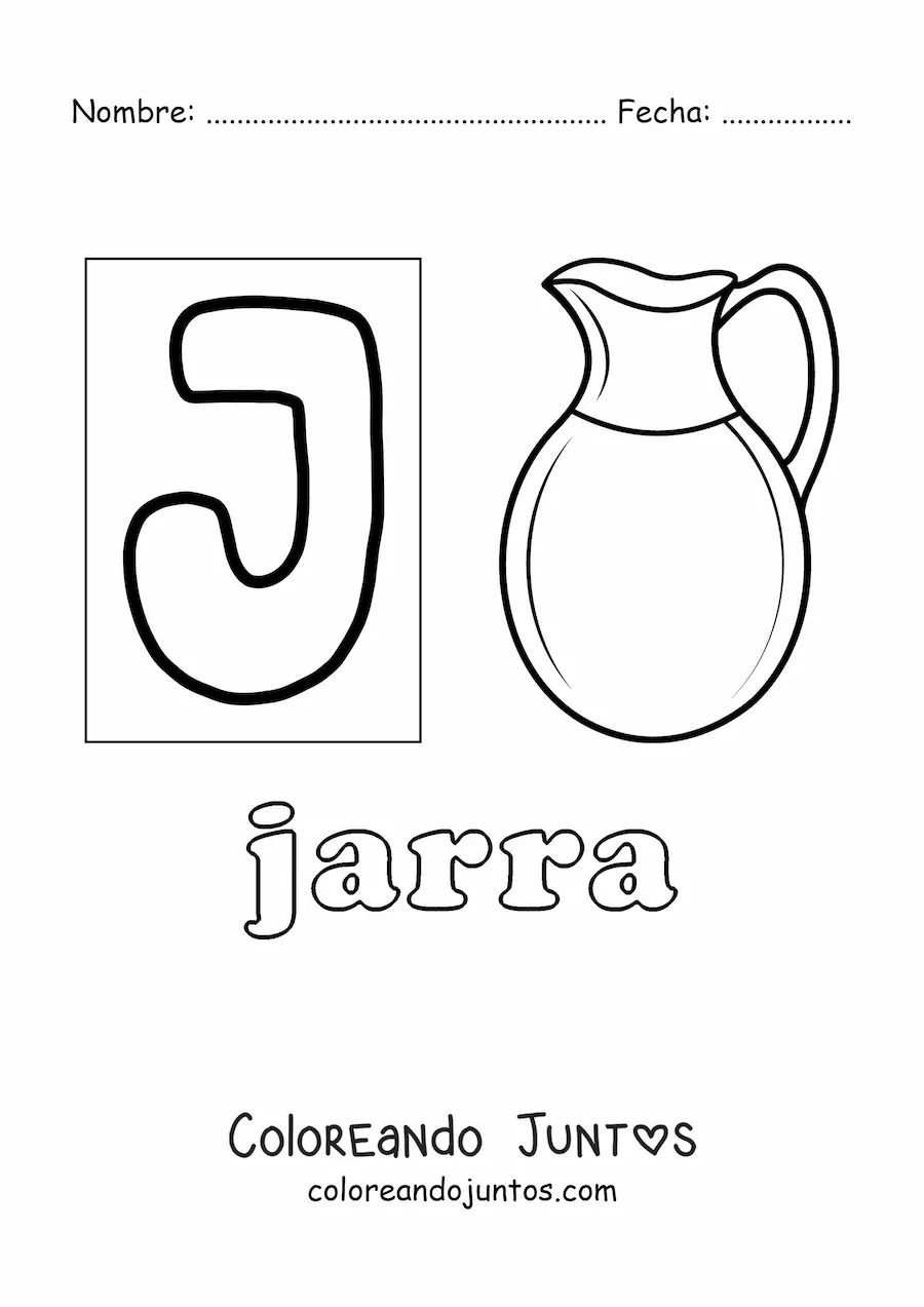 Imagen para colorear de j de jarra