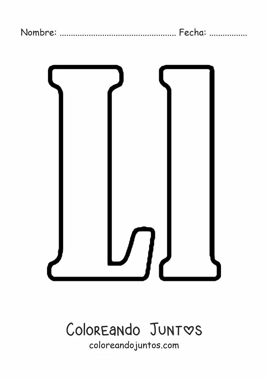 Imagen para colorear de letra l mayúscula y minúscula grande