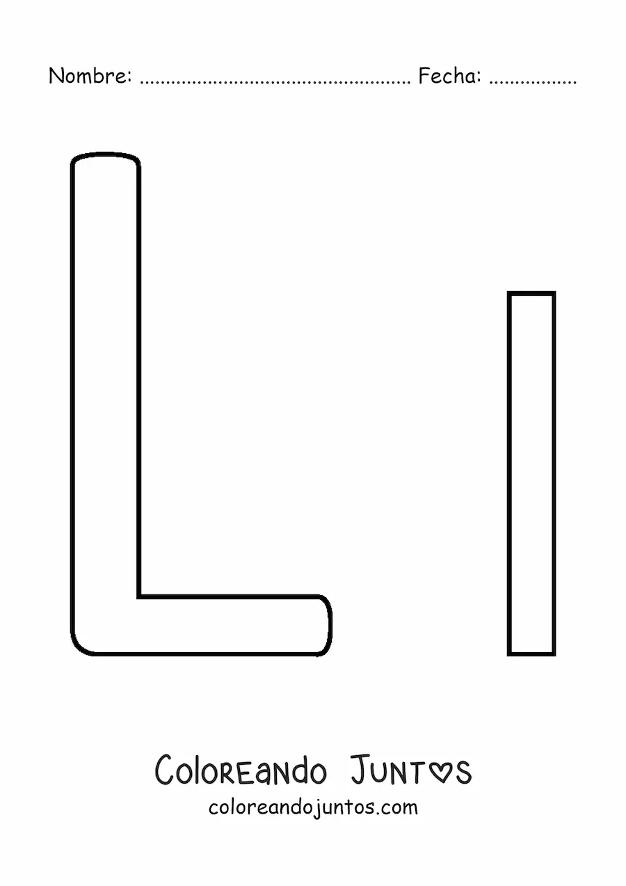Imagen para colorear de letra l mayúscula y minúscula fácil